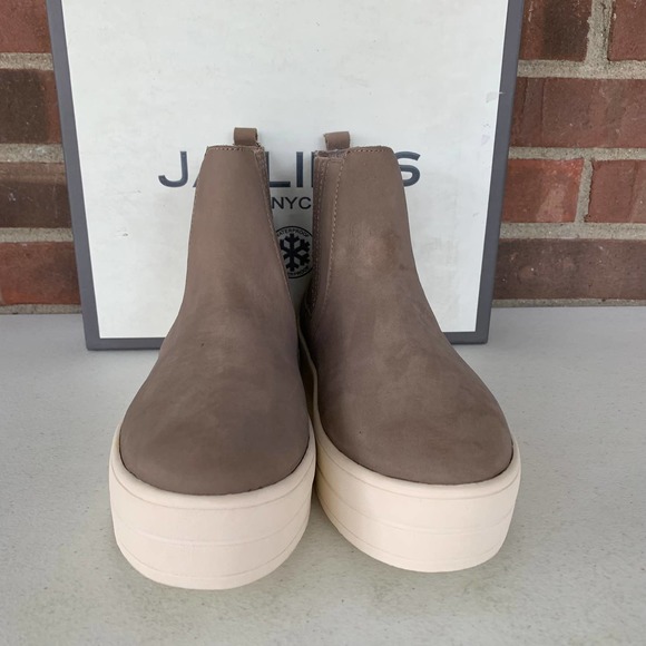 J/Slides Hype Taupe Nubuck High top Slip on Platform Sneakers Women's US Sz 8.5M - Picture 3 of 10